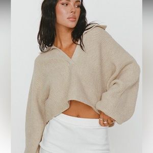 Princess Polly Tiara Cropped Sweater Beige